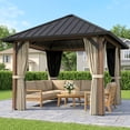 thumbnail image 1 of Outsunny 10' x 10' Hardtop Gazebo with Steel Roof, Netting and Curtains, 1 of 10