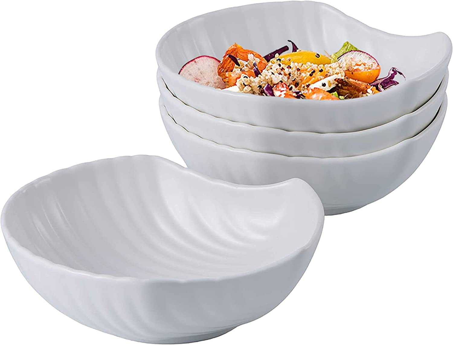 Bruntmor 7' Ceramic Shell Shaped Dinner Plates Set of 4 Serving Plates White