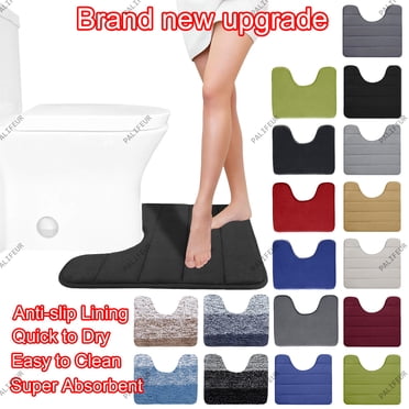 Toilet Rug U Shaped Washable 16x20 Inch - Non Slip Bathroom Rugs for ...
