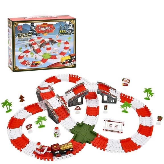 Christmas Race Car Track Set, Electric Track Playset for Playroom and Bedroom