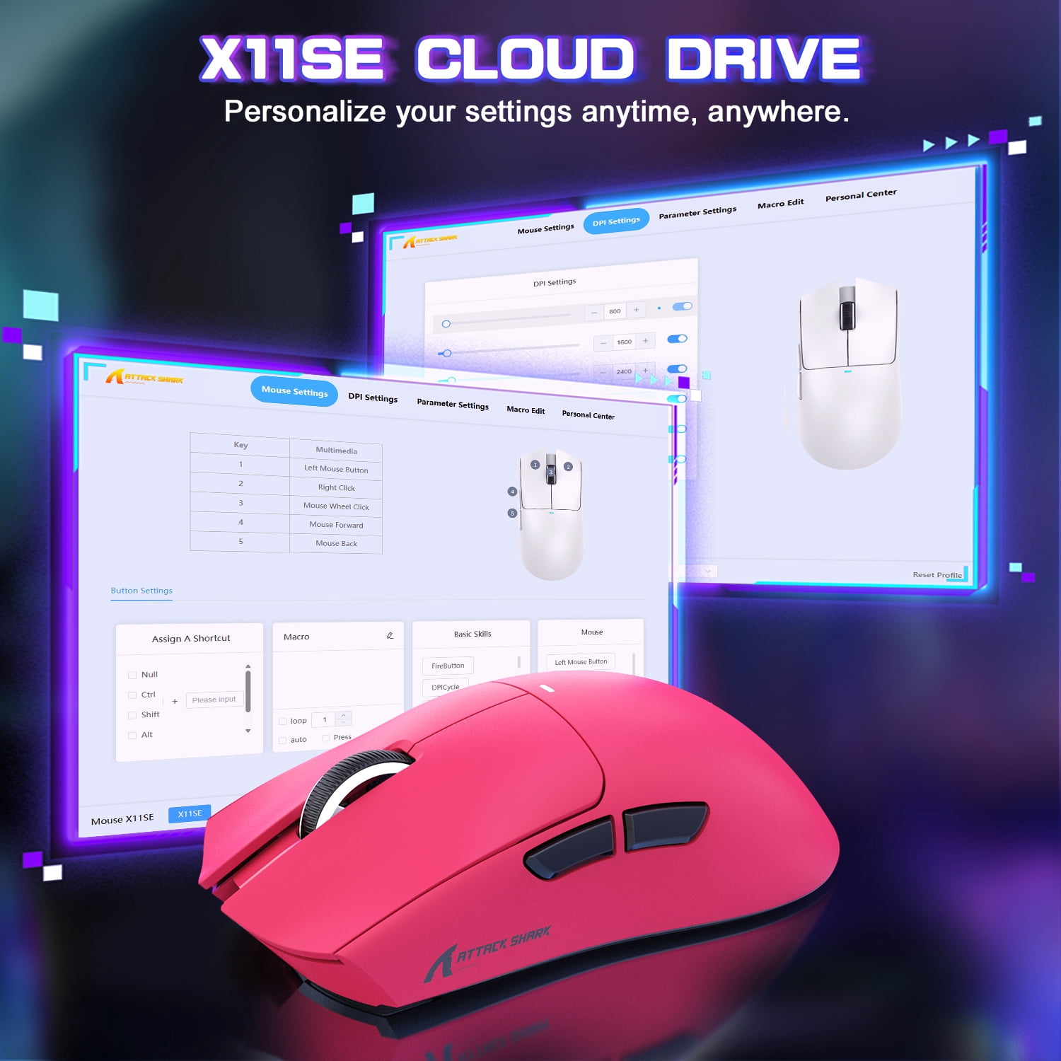 ATTACK SHARK X11SE Wireless Gaming Mouse, PixArt PAW3311 Gaming Sensor, BT/2.4G Wireless/Wired, 65 Hours Battery, Upgrade BK52820 Chip