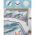 thumbnail image 4 of Quilts Full Size Bedding Set, Sea Turtle Coastal Lightweight Quilted Comforter, Blue Red Summer Beach Coral Nautical Soft Reversible Bedspread Coverlet with Pillow Covers for All Season, 78" x 90", 4 of 7