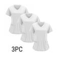 thumbnail image 2 of Resivox Womens Scrubs Plus Size Nursing Uniforms Stretchy V Neck Scrub Shirts Basic Scrubs Medical Uniforms with Pockets White XL, 2 of 7