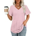 thumbnail image 2 of Summer Fashion Tops for Womens 2025 Plus Size V- Neck Printed Casual Pullover With Short Sleeves, 2 of 5
