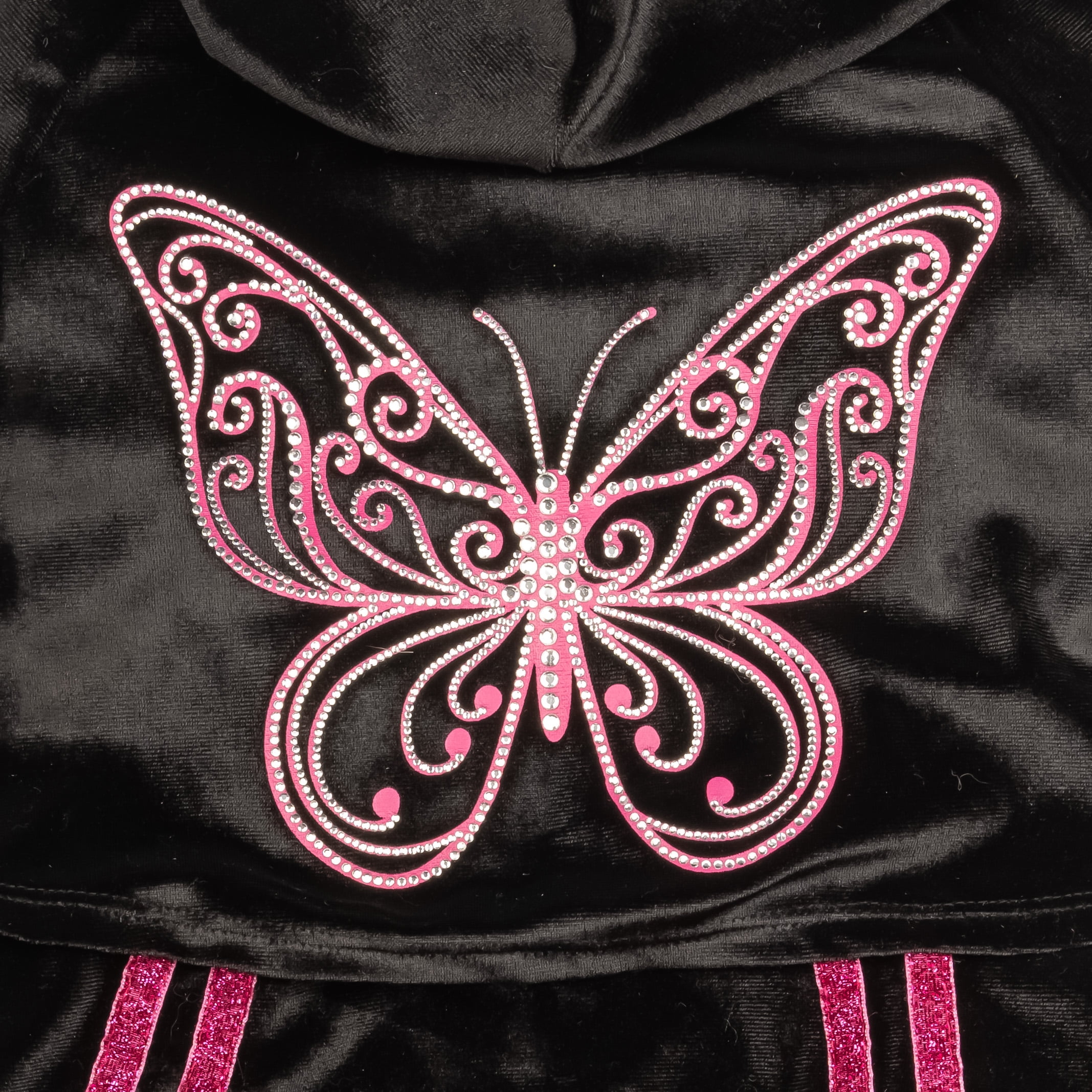 Doggy Parton, Dog Clothes, Sparkle Butterfly Pet Track Suit, Black, XXL