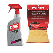 Mother's 01224/155200 CMX Surface Prep Spray 24 oz. and Mother's Microfiber Ultra-Soft Polishing Cloth