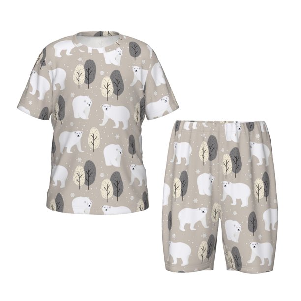 Balery winter Snowflake beer Conjunto de Pijama Infantil de Manga Corta con Estampado – Ropa de Dormir de Algodón Suave-Small