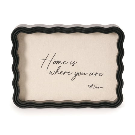 Beautiful 2 Black Wavey Framed Canvas Typographic Tabletop Decor 2-Side by Drew Barrymore 6" X 8"