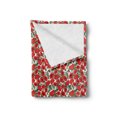 thumbnail image 2 of Poppy Flower Soft Flannel Fleece Blanket, Abstract Pattern with Garden Foliage Botanical Bouquets Organic Meadows, Cozy Plush for Indoor and Outdoor Use, 60" x 80", Green Red White, by Ambesonne, 2 of 5