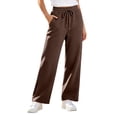 thumbnail image 3 of YOIAVAIOY Womens Loose Fit Pants Soft Comfy Casual Trousers Straight Leg Drawstring Waist Jogging Pant Daily Wear, 3 of 7