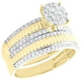thumbnail image 2 of 10K Yellow Gold Diamond Trio Set Circle Bridal Set + Fluted Wedding Band 1 CT, 2 of 9