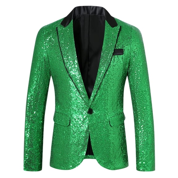 Men's 70s Disco Jacket Sequin Blazer Shiny Party Prom Outfit For Wedding & Nightclubs Sparkling Tuxedo Coat