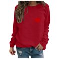 thumbnail image 2 of Qertyioot T-Shirt Graphique pour Femmes de la Saint-Valentin à Manches Longues, Haut à Col Rond Imprimé, Chandail Décontracté, 2 of 5