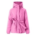 thumbnail image 5 of Winter Parka for Women 2026 Fashion Casual Long Sleeve Thicken Full Zipper Belted Hooded Outerwear with Pockets, 5 of 6