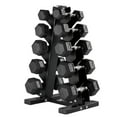 thumbnail image 1 of HolaHatha 5, 10, 15, 20, 25 Pound Hexagonal Dumbbell Weight Set with Rack, 1 of 11