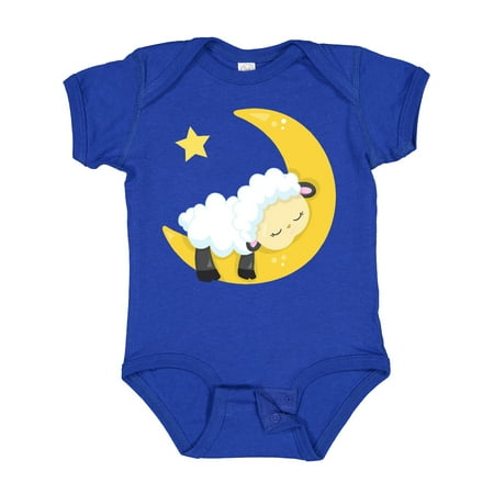 

Inktastic Cute Sheep Sleeping Sheep Moon Stars Sleepy Gift Baby Boy or Baby Girl Bodysuit