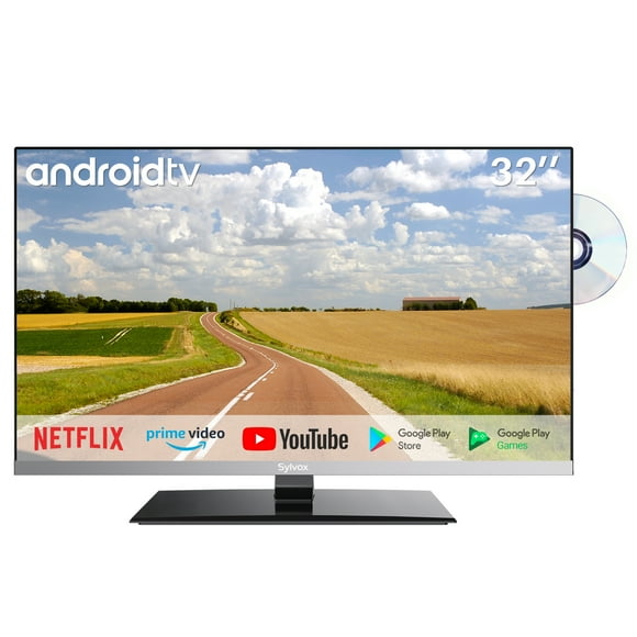 SYLVOX 32inch Smart RV TV, 12 Volt TV with DVD Player, 1080P FHD Smart Android Television with English Voice Assistant, Support WiFi Bluetooth (Limo Series)