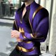 thumbnail image 1 of Camisa de hombre con solapa de manga larga morada para fiesta, reunión, moda, elegante, impresión HD, tela suave y cómoda, nueva oferta 2024, 1 of 6