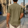 thumbnail image 4 of Men's Linen Henley Shirt – Short Sleeve Casual Beach Top with Lapel Collar, Hippie-Inspired Solid Color Summer Blouse, 4 of 7
