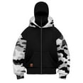 thumbnail image 2 of Homeyce Men's Balaclava Double Hoodie Sweatshirt with Built-In Eye Mask Zip Up Zip Camo Jacket Double Hooded Wind-Resistant Transition Jacket Balaclava Outdoor Athletic Hip Hop Y2k Streetwear,3XL, 2 of 6