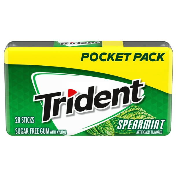 Trident Spearmint Sugar Free Gum 28 Piece Pocket Pack Walmart Com