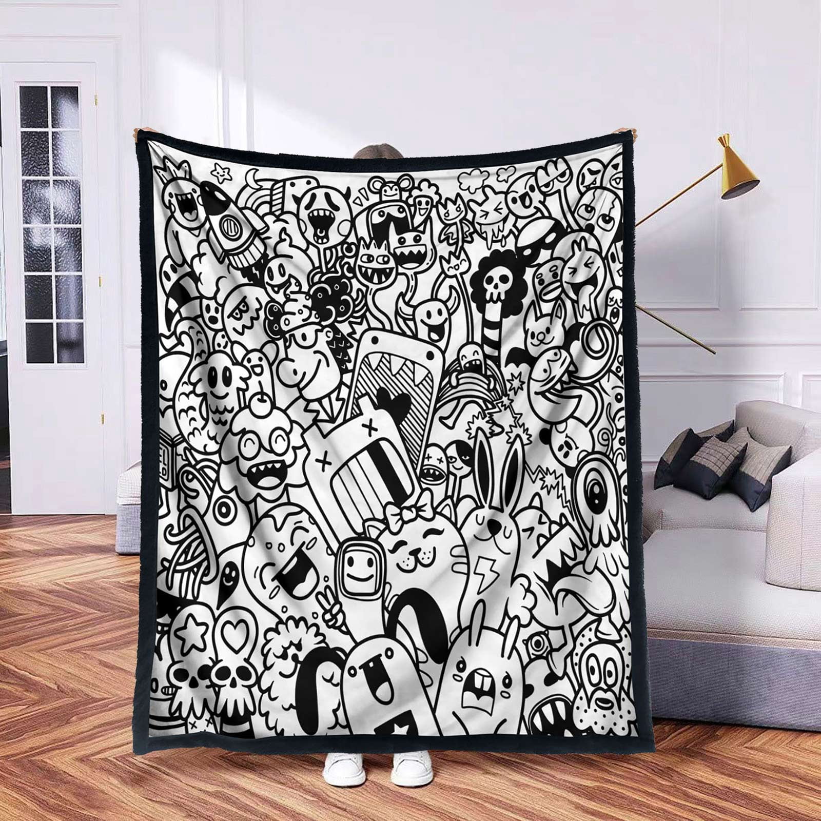 Adult DIY Coloring Mat Set with 25 Markers, Custom Blanket Craft Kit for Art Projects and Home Decor