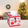 thumbnail image 5 of Tissue Box Cover, PU Leather Tissue Box Holder Fmlxio Christmas Wooden Leather Tissue Box Paper Box Home Restaurant Living Room Coffee Table Desktop Tissue Storage Box Holiday Gift Finder, 5 of 6