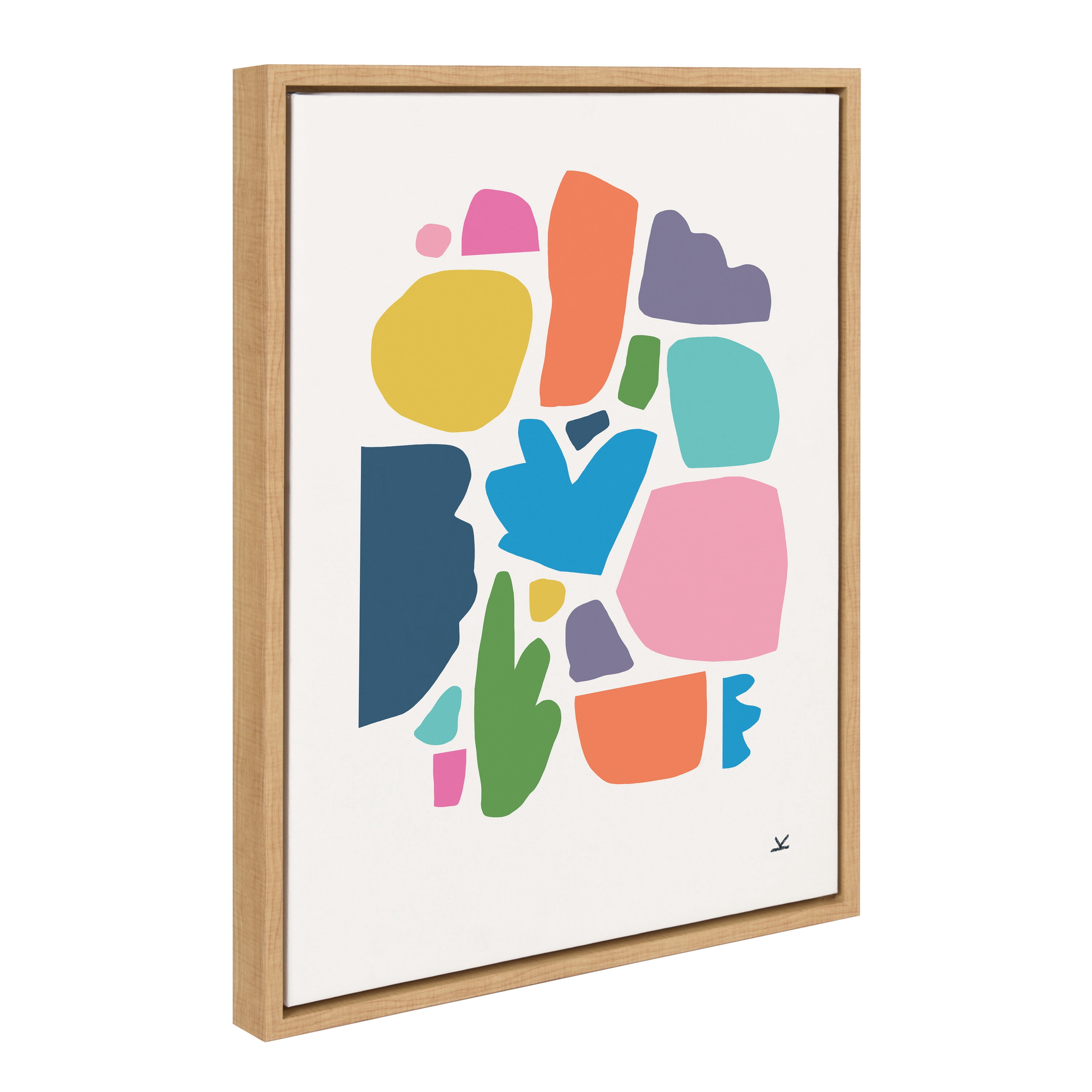 Kate and Laurel Sylvie Summer Love Songs Framed Canvas Wall Art by Kelly Knaga 18x24 Natural Decorative Abstract Art for Wall