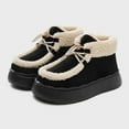 thumbnail image 2 of Tao Tao Women's Suede Plush Booties,Lace Up Non-Slip Platform Sole Thick Faux Fur Warm Indoor Outdoor Flat Comfortable Winter Snow Ankle Boots Casual Plush Shoes Black 40, 2 of 5