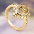 thumbnail image 5 of Geometric Copper Turtle Ring Gold Plated Zircon Gems Couple Ring Wedding Ring Electroplated Fashion Jewelry Up, 5 of 8