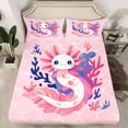 thumbnail image 2 of jejeloiu Cute Axolotl Twin Sheet Sets,Cartoon Mermaid Print Bedding For Girls Teens 3pcs, 2 of 7