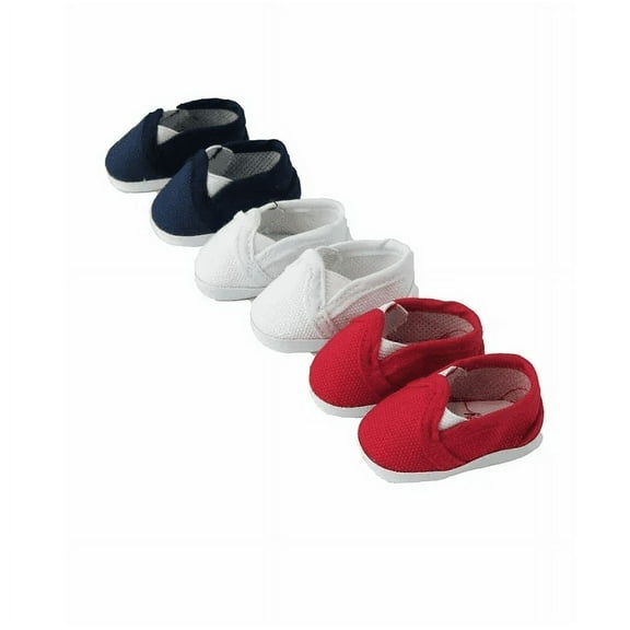 American Fashion World Red, White, and Navy Slip On Sneakers Made for 14 inch Dolls