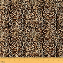 Manfei Brown Animal Print Sewing & Crafting Fabric (1 Yard), Leopard Cheetah Home Decor Fabric by the Yard, Wildlife Theme DIY Fabric