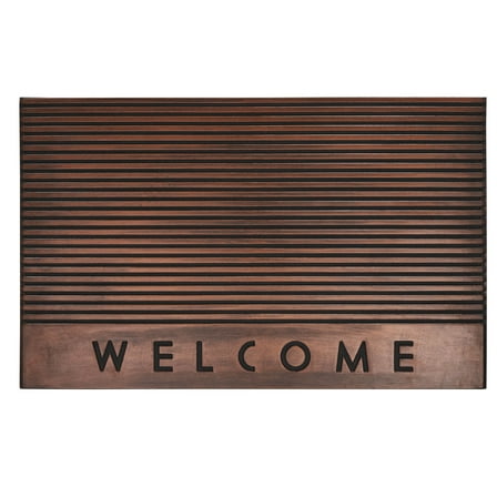 Mainstays Welcome Copper Rubber Wood Slat Outdoor Doormat, 18" x 30"