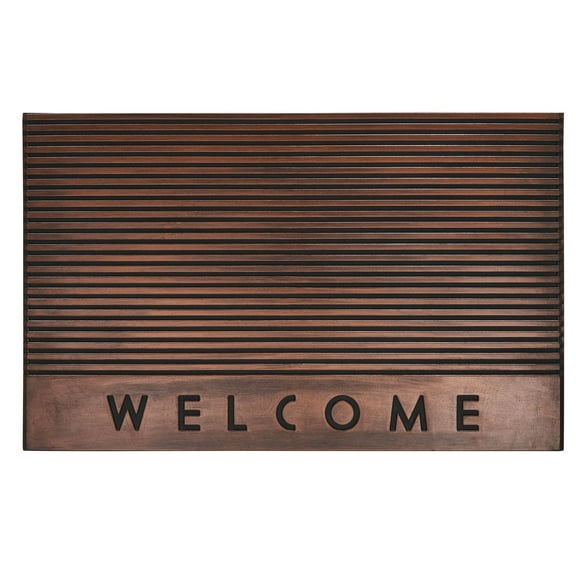 Mainstays Welcome Copper Rubber Wood Slat Outdoor Doormat, 18" x 30"