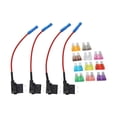 thumbnail image 1 of Kit de Adaptador de Fusible Tap, Conector de Portafusible Tap, Paquete de 4 Medianos de Portafusible de Cuchilla CC 32V con 11 Fusibles (2A+3A+5A+7.5A+10A+15A+20A+25A+30A+35A+40A), 1 of 7
