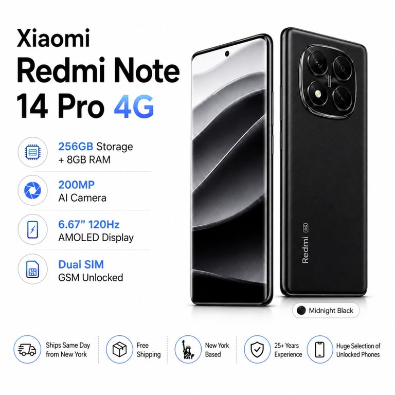 Xiaomi, Smartphone, Redmi Note 14 Pro 256GB 8GB RAM, Midnight