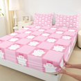 thumbnail image 4 of Manfei Happy Halloween Ghosts Queen Sheets,Pink Classic Checkered Print Queen Sheet Sets,4pcs,1 Flat Sheet, 1 Fitted Sheet and 2 Pillowcases, 4 of 6