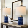 thumbnail image 2 of Oneach Modern Ceramic Blue Table Lamp Set of 2 for Living Room Bedroom 18.25" Contemporary Bedside Nightstand Lamps, 2 of 8