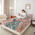 thumbnail image 4 of Castle Fairy Teens Vintage Flowers Animal Peacock Full Size Sheets 4-Piece,Chic Floral Pink Peony Breathable Bed Sheets,Retro Exotic Luxury Aesthetic Lightweight Sheet Sets,Super Cozy Room Decor, 4 of 7
