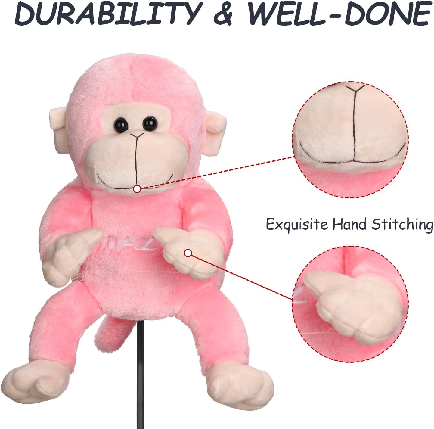 Mazel Golf Club Head Cover Pink Monkey Plush for 460CC Driver