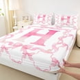 thumbnail image 4 of Erosebridal Letter H Monogrammed Full Size Sheets,Girly Bowknot Princess Bed Sheets For Kids Women 4-Piece, 4 of 6