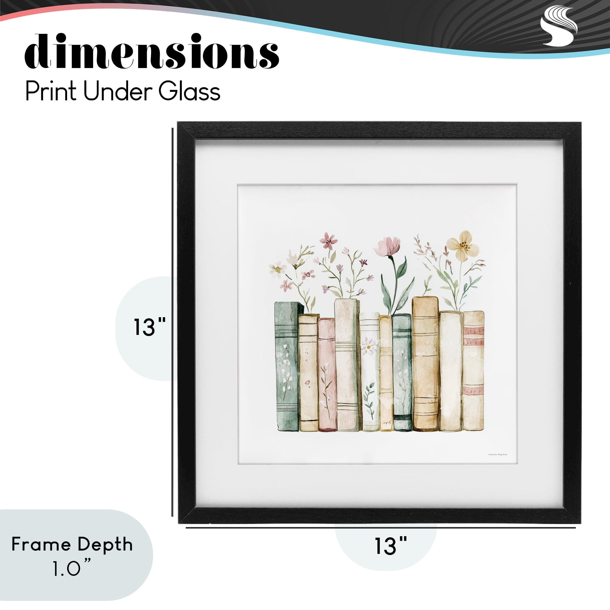 Stupell Industries Floral Stories Library Black Framed Print Under Glass, design by Svetlana Aleynikova