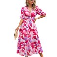 thumbnail image 5 of xiaxaixu Robe d'Été Longue A-Ligne Manches Courtes V Cou Motif/imprimé Floral Robe de Plage, 5 of 5