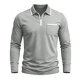 thumbnail image 7 of Men's Polo Shirts Zip Long Sleeve Classic T-Shirts Casual Golf Shirts Stylish Collared Tee, 3XL, 7 of 7