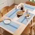 thumbnail image 5 of Blue Striped Placemats Set of 12 Modern Minimalist Gradient Lines Aesthetic Place Mats Indoor Wipeable Table Mats Washable Cloth Dining Table Placemats for Kitchen Holiday Party Home Decor 13x19 Inch, 5 of 9