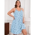 thumbnail image 5 of SHOWMALL Sleeveless Nightgowns for Plus Women Sleepwear Wide Strap Sleep Shirt Pleated Scoopneck Lounge Dress with PocketsBlue Starry Moon 3X, 5 of 7