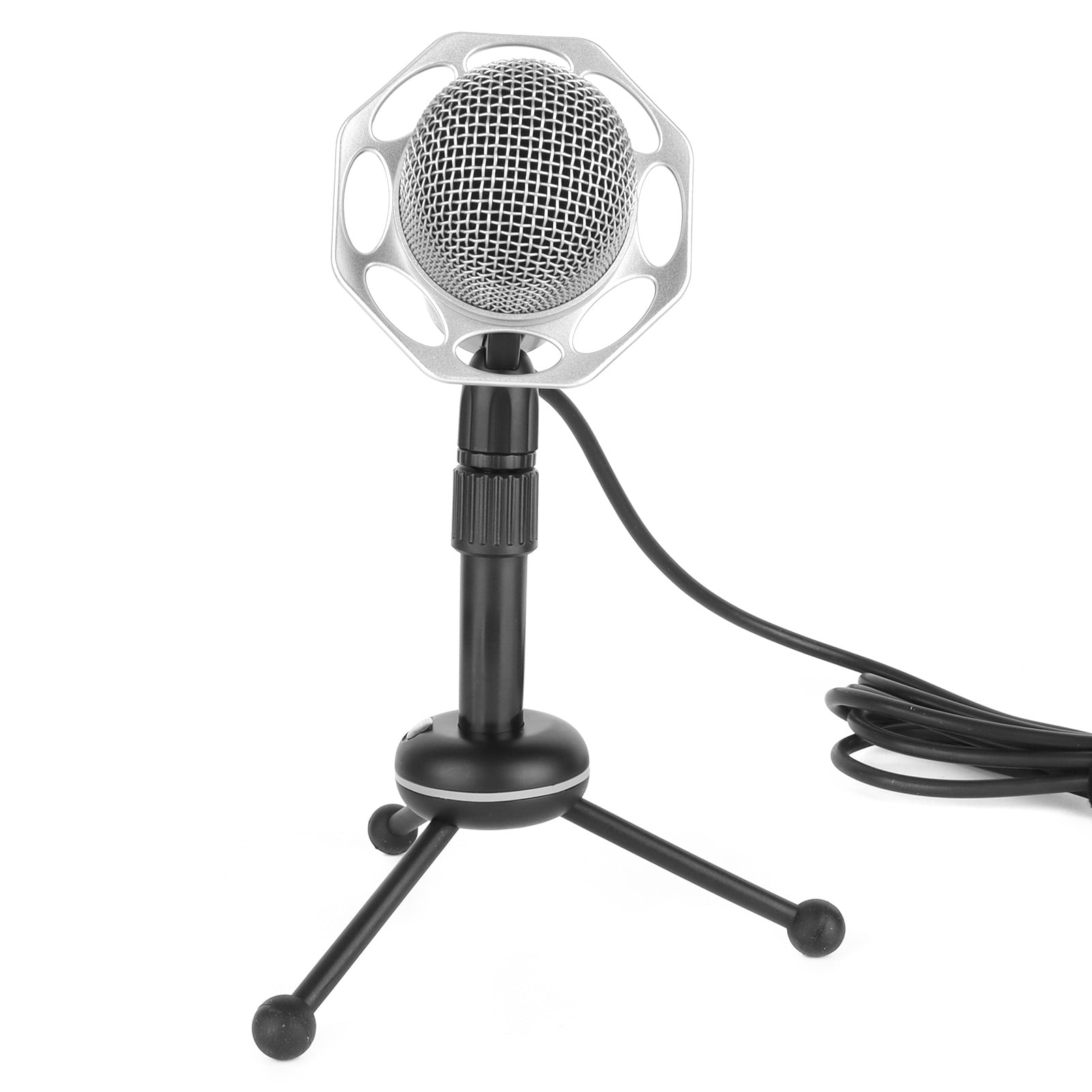 PC Microphone, Portable Condenser Microphone High Sensitivity 360 Degrees Rotation Tripod Stand