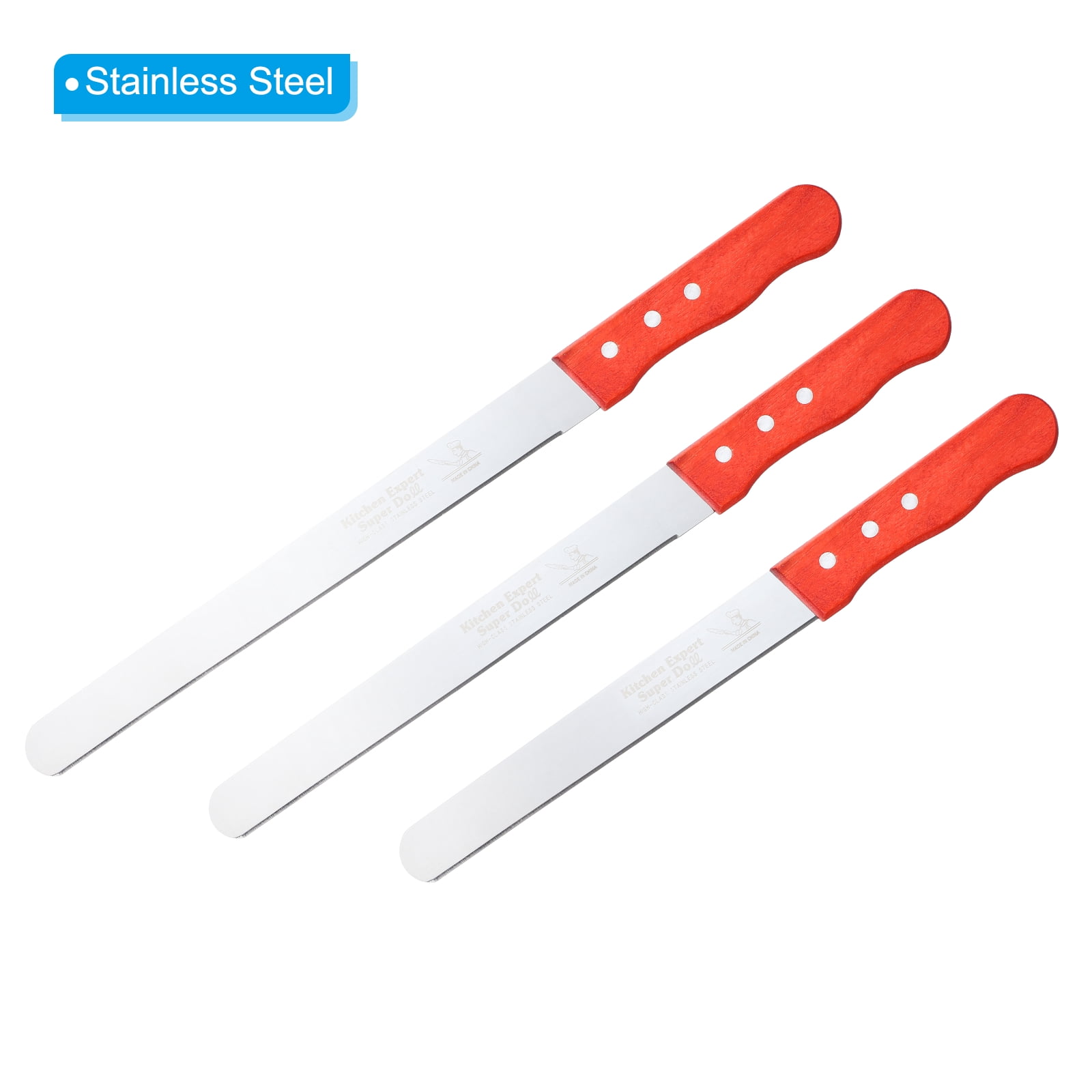 Floral Foam Knife, 3 Pcs 32.5, 37.5, 42.5 x 3.1CM Florist Professional Cutting Knife for Flower Foam Block Cake, Wooden Handle