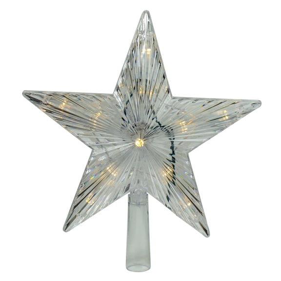 9.5" Lighted White Star Christmas Tree Topper - White and Multicolor LED Lights